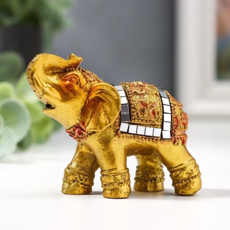 Souvenir "Golden Elephant with Mosaic of Mirrors" 5.2x6x3 cm-2