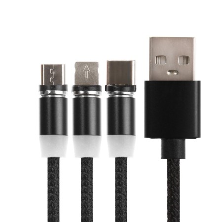 Cable 3 in 1 MX-CB37, Micro USB/Lightning/Type-C, 2.4 A, 1.0M, magnetic, black-1