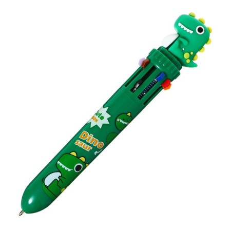 Automatic ballpoint handle 10 color, rod 0.7 mm, "dino", mix-1