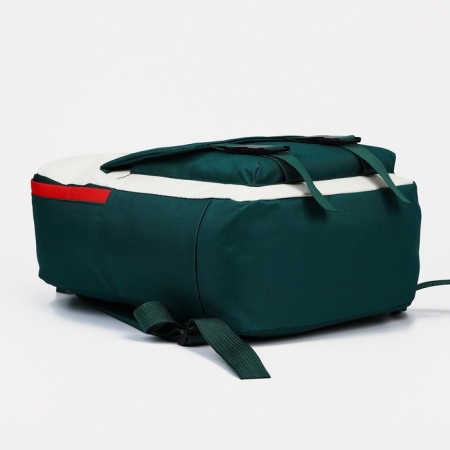 A backpack with a zipper, an outer pocket, a set of a chover, bag, green color-5
