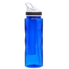 Water bottle, 700 ml, shapes, with a drinker, 25 x 7 cm, blue