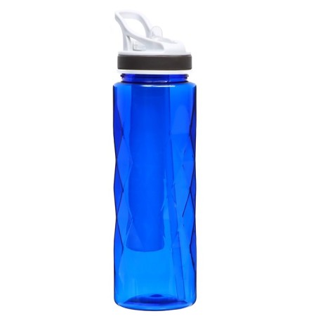 Water bottle, 700 ml, shapes, with a drinker, 25 x 7 cm, blue