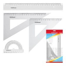 Set of drawing line 30cm 3 pr erichkrause Clear, (2 angle, transp.), Exercise, in Floopac