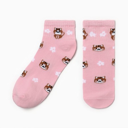 Women's socks "cat", pink color, rr 23-25