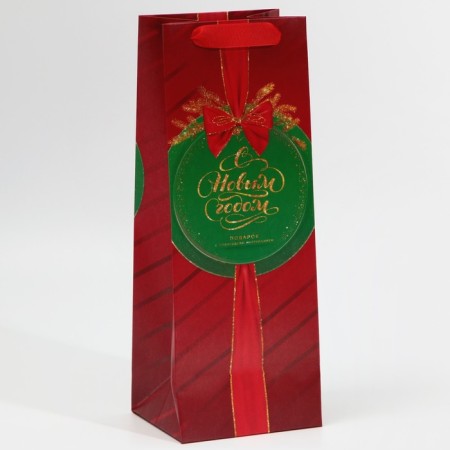 Package for the bottle "Happy New Year", 13 x 36 x 10 cm, New Year-3
