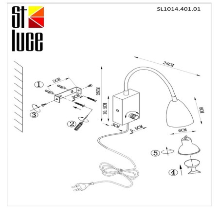 Wall lamp GU10, 1x3W, 6x24 cm, black color-9