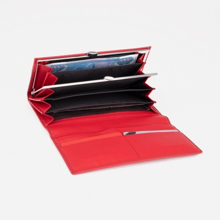 Women's wallet on magnets, red color-3