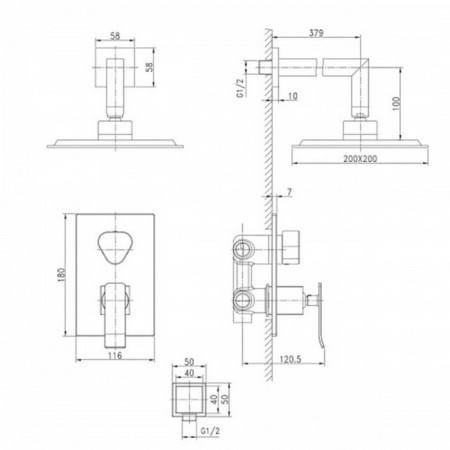 Lemark Contest LM5829CW shower system, single -leaf, tropical shower, hidden, white-1