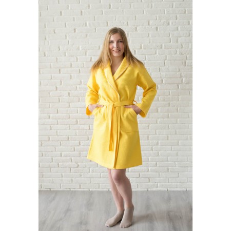 Female robe, shalka+kant, size 44, lemon, waffle