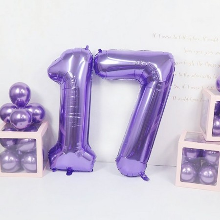 Foil ball 40 "number 1", lilac color, 1 pc.-1