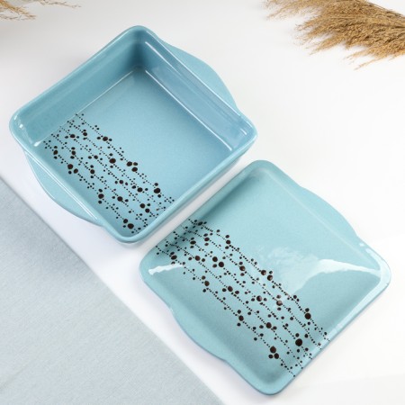 Baking capacity "Tetra with a lid" 2.5l / 29x24x11.5cm, blues-3