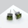 Earrings with rhinestones "Pusets" radiance, square, d = 0.8, green color in silver