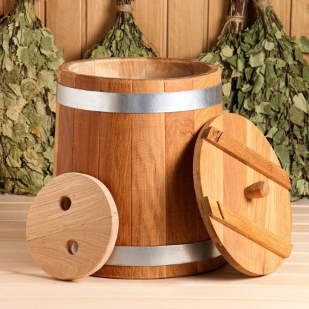Oak tube, 20l, stainless hoop, with a lid, with a nest-3