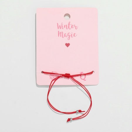 Bracelet "Heart" mittens, heart, red color with silver, 7cm-2