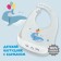 Silicone bib, on buttons, with a kit pocket, gray/white color