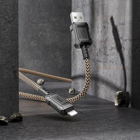 Hoco X94, Lightning cable - USB, 2.4 A, 1 m, data transfer, PVC, golden-3