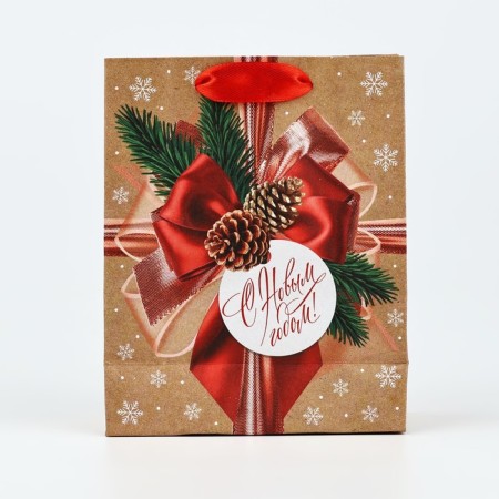 Package Gift New Year's craft vertical “Happy New Year”, Bant, S 15 x 12 x 5.5 cm, New Year-2
