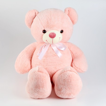 Soft toy "Bear" with a bow, the color is light pink, 85 cm-1