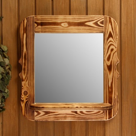 Carved mirror with a shelf, burned, 53 × 53 × 1.6 cm-1