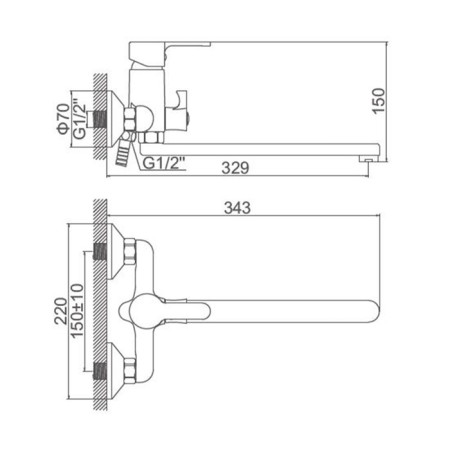Accoona A7167G bath mixer, one -leaf, pour 300 mm, silumin, white-8