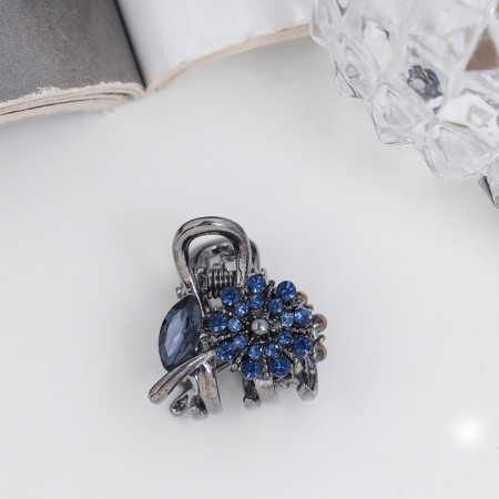 Hair crab "Rose" flower, 1.5 cm, blue-1