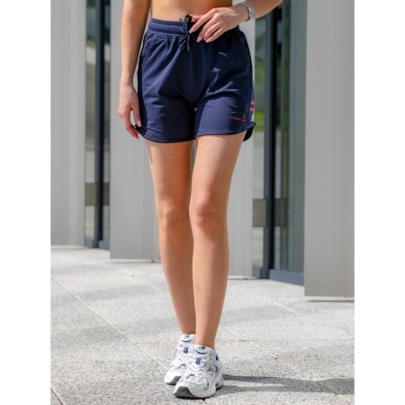 Women's shorts ise, size 50 cm, dark blue color, pink-3