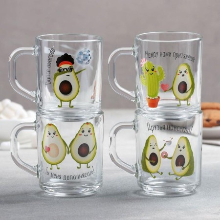 Glass Avocado Glass, 200 ml, without packaging, Mix drawing-2