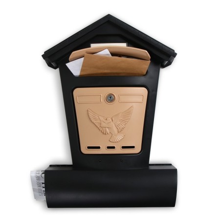 Mailbox, plastic, "elite", with a castle, black