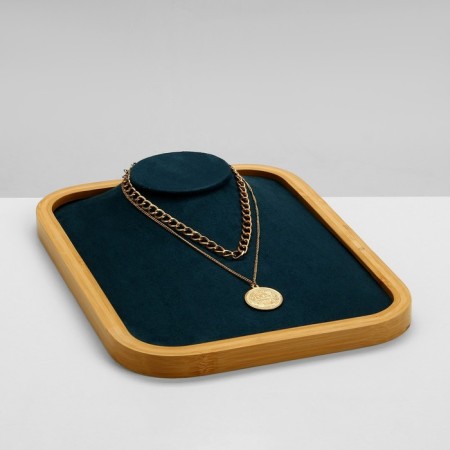 Bust on the stand "Style", rectangular base, 17 hooks, wood, 30 × 30 × 4 cm, blue color-1
