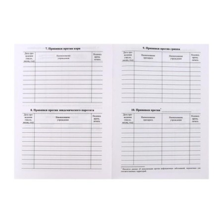 Certificate of preventive vaccinations A5, 6 sheets, cover - offset 120 g/m², offset block 65g/m². Form No. 156/U-93-9