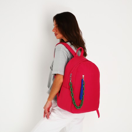 School textile school with pocket, pink color, 45x30x15 cm-9