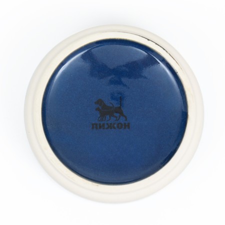 Ceramic bowl on a stand 450 ml 13 x 5 cm blue with white-5
