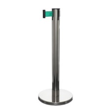 The fence stand is silver, with an exhaust ribbon-470 cm green, height-90cm, d-11cm, floor D-35cm