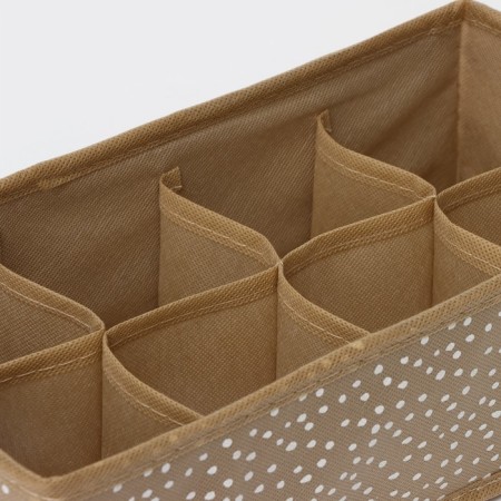 Organizer for storing linen of the Dolyan "Points", 8 cells, 28 × 14 × 10 cm, beige color-3