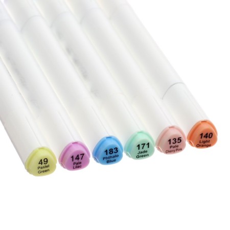 Meshu bilateral markers for sketching, 6 colors (pastel colors)-1