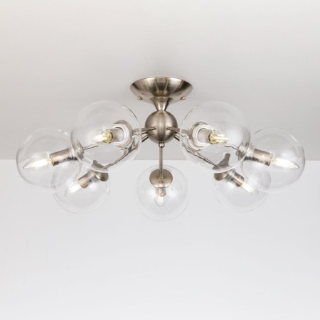 Ceiling chandelier CITILUX "Tommy" CL102171, 66.5x66.5x26 cm, 7x40W, E14, gray color gray-6