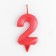 Candle in the Cake "Fine", number "2", red metallic, 6.5 cm