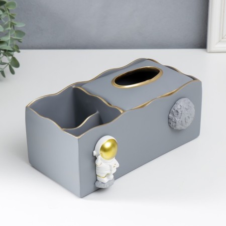 Stand+napkin holder Polystone "Cosmonaut" gray 9.5x12x24 cm-2
