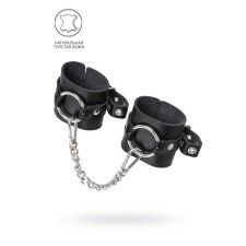 Handcuffs Pecado BDSM, from thick leather with eyelets, genuine leather, black