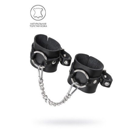 Handcuffs Pecado BDSM, from thick leather with eyelets, genuine leather, black