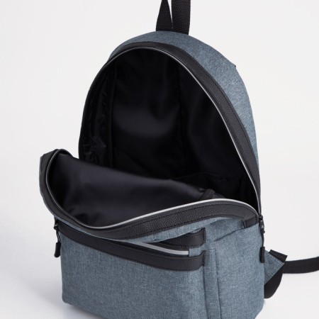 A backpack with a zipper, "saxi", outer pocket, dark gray color-4