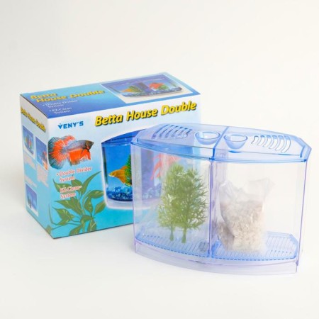 Two -sectional aquarium, with soil and 2 plants-10