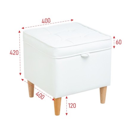 Ebi Puf, 400x400x420, white leatherette-1
