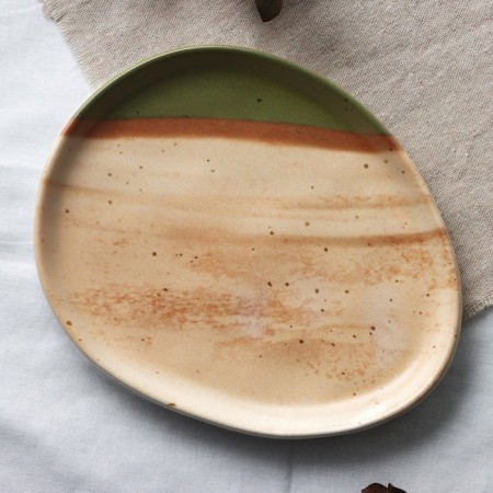 Ceramic plate "Self -Ceater", 18 x 14.4 cm, beige color-1
