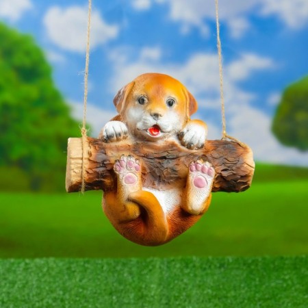 Suspended decor "Puppy on a log", 21x13x18cm