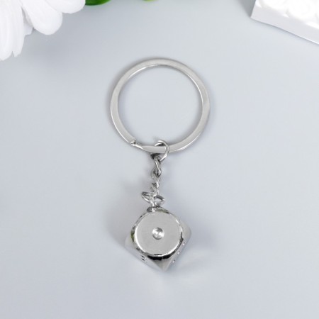 Metal keychain "Playing cube" silver 7.9x1.6x1.6 cm-4