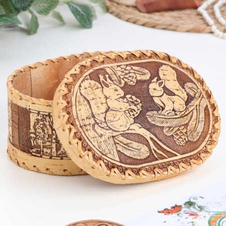 Casket "Squirrels", birch bark-1