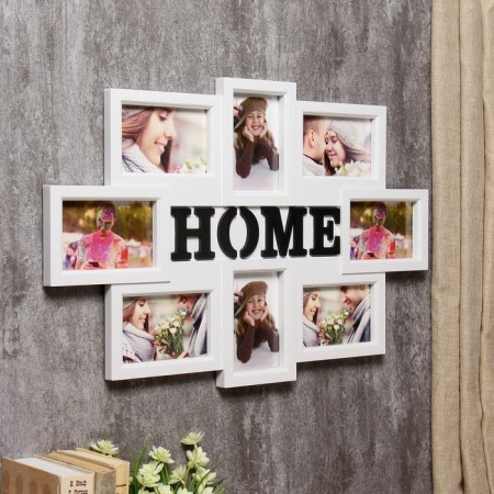 Photo frame Plastic in 8 photos 10x15 cm "House" White 42.5x65 cm-1