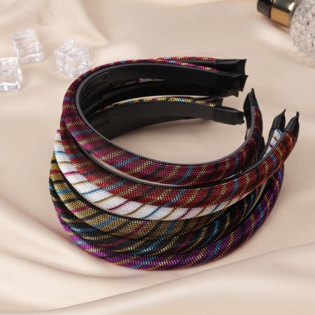 Hair rim "Virginia" 1 cm, stripes shine, mix-2