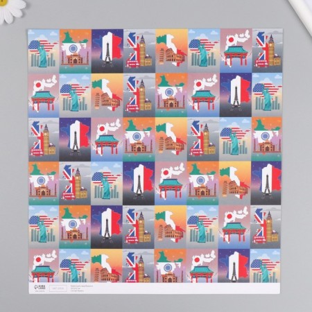 Scrapbooking Paper "Travel" density 180 g 30.5x32 cm-1